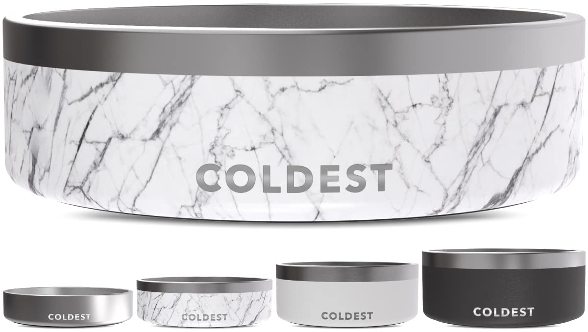 Coldest Dog Bowl - Anti Rust Metal, Non Slip, 3 Layers Insulated Stainless Steel Dog Bowls - Spill Proof & Heavy Duty - Water Bowl for Dogs, Cats & Pets, Dish Washer Safe (21 oz, Stealth Black)