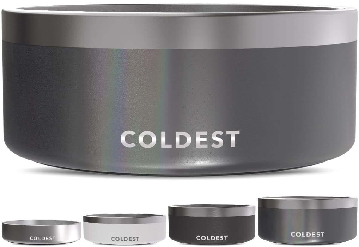 Coldest Dog Bowl - Anti Rust Metal, Non Slip, 3 Layers Insulated Stainless Steel Dog Bowls - Spill Proof & Heavy Duty - Water Bowl for Dogs, Cats & Pets, Dish Washer Safe (21 oz, Stealth Black)