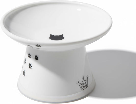 Necoichi Ceramic Extra-Wide Elevated Cat Food Bowl (Cat, Extra Wide)