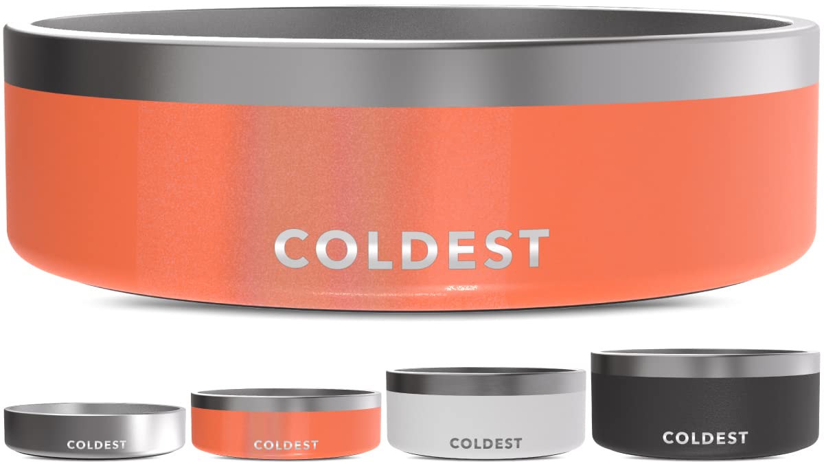 Coldest Dog Bowl - Anti Rust Metal, Non Slip, 3 Layers Insulated Stainless Steel Dog Bowls - Spill Proof & Heavy Duty - Water Bowl for Dogs, Cats & Pets, Dish Washer Safe (21 oz, Stealth Black)