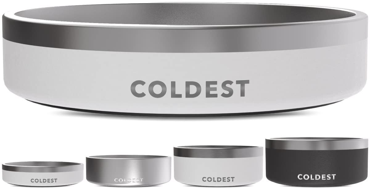 Coldest Dog Bowl - Anti Rust Metal, Non Slip, 3 Layers Insulated Stainless Steel Dog Bowls - Spill Proof & Heavy Duty - Water Bowl for Dogs, Cats & Pets, Dish Washer Safe (21 oz, Stealth Black)