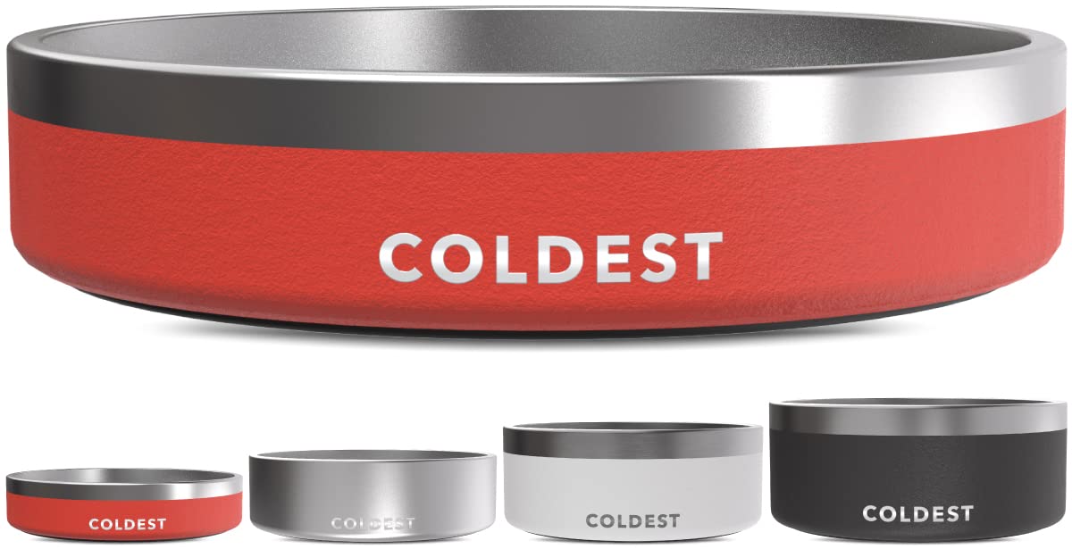 Coldest Dog Bowl - Anti Rust Metal, Non Slip, 3 Layers Insulated Stainless Steel Dog Bowls - Spill Proof & Heavy Duty - Water Bowl for Dogs, Cats & Pets, Dish Washer Safe (21 oz, Stealth Black)