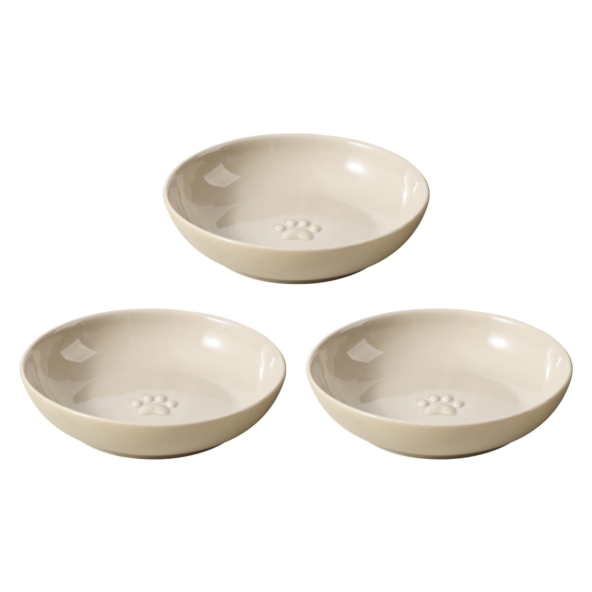 Havniva Ceramic Cat Bowls, Shallow Cat Dishes, Cat Food Plate Set of 3