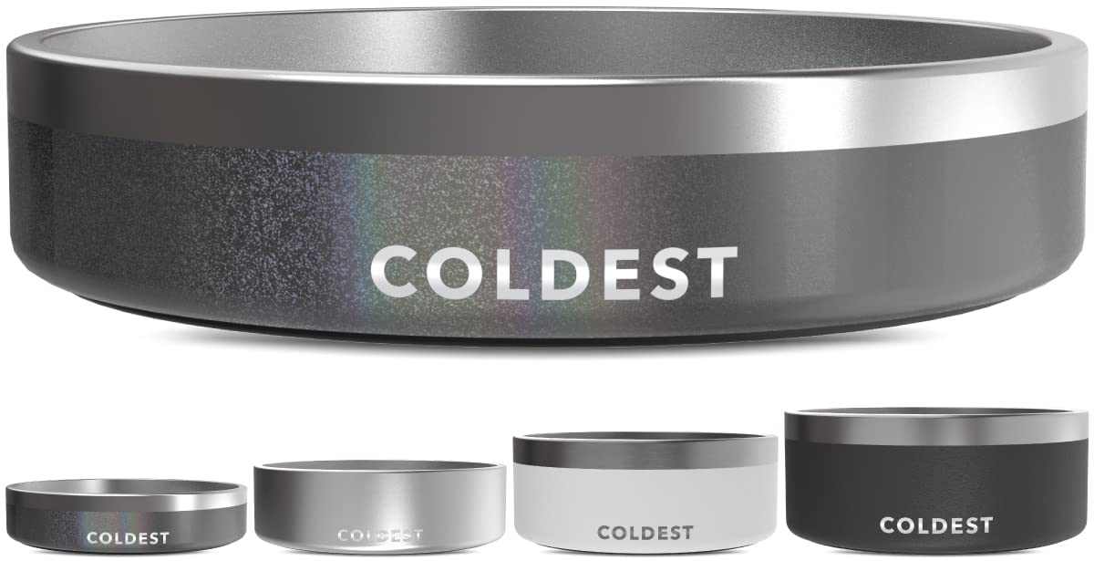 Coldest Dog Bowl - Anti Rust Metal, Non Slip, 3 Layers Insulated Stainless Steel Dog Bowls - Spill Proof & Heavy Duty - Water Bowl for Dogs, Cats & Pets, Dish Washer Safe (21 oz, Stealth Black)