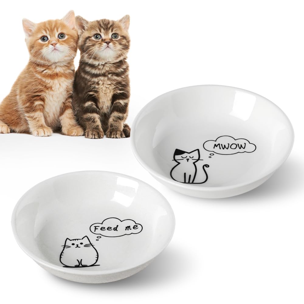 HAPPY KIT 2pcs Little Cat Bowls, 5Inch Cat Food Bowl for Indoor Cats