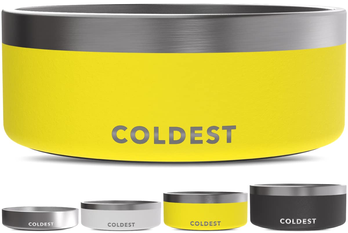 Coldest Dog Bowl - Anti Rust Metal, Non Slip, 3 Layers Insulated Stainless Steel Dog Bowls - Spill Proof & Heavy Duty - Water Bowl for Dogs, Cats & Pets, Dish Washer Safe (21 oz, Stealth Black)
