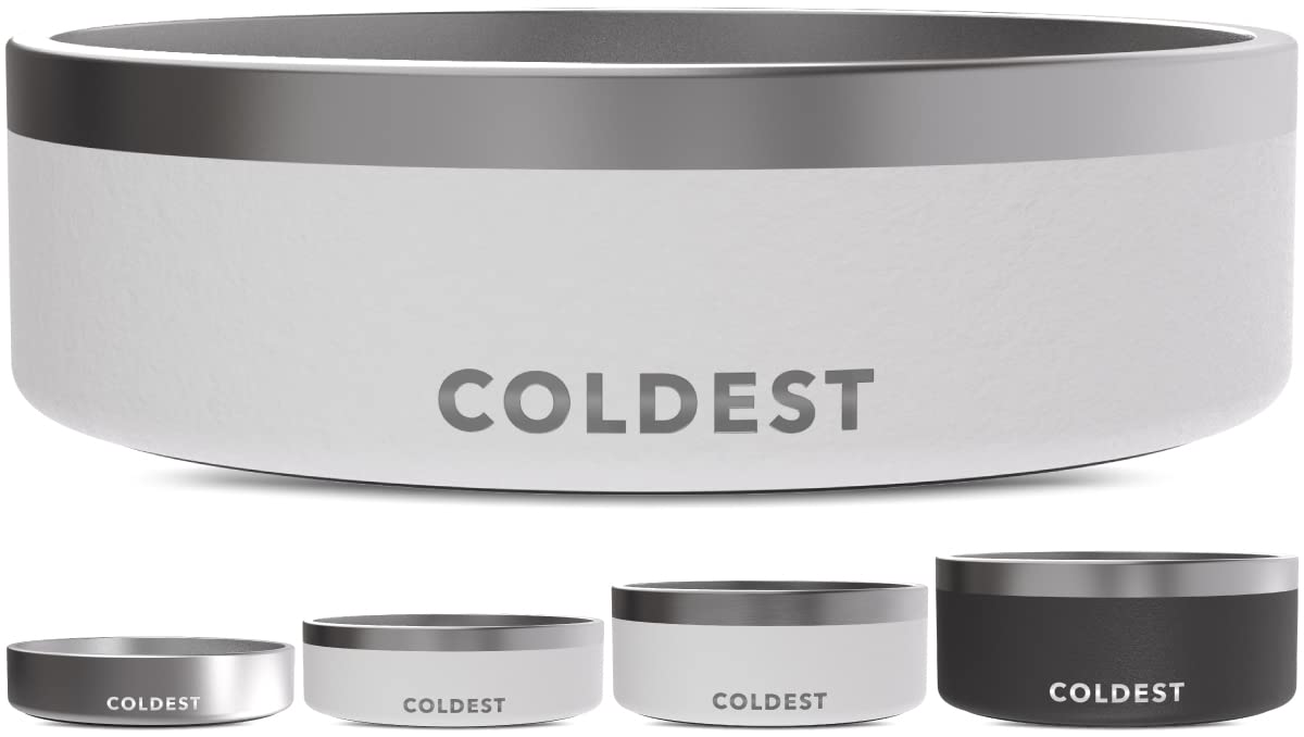 Coldest Dog Bowl - Anti Rust Metal, Non Slip, 3 Layers Insulated Stainless Steel Dog Bowls - Spill Proof & Heavy Duty - Water Bowl for Dogs, Cats & Pets, Dish Washer Safe (21 oz, Stealth Black)