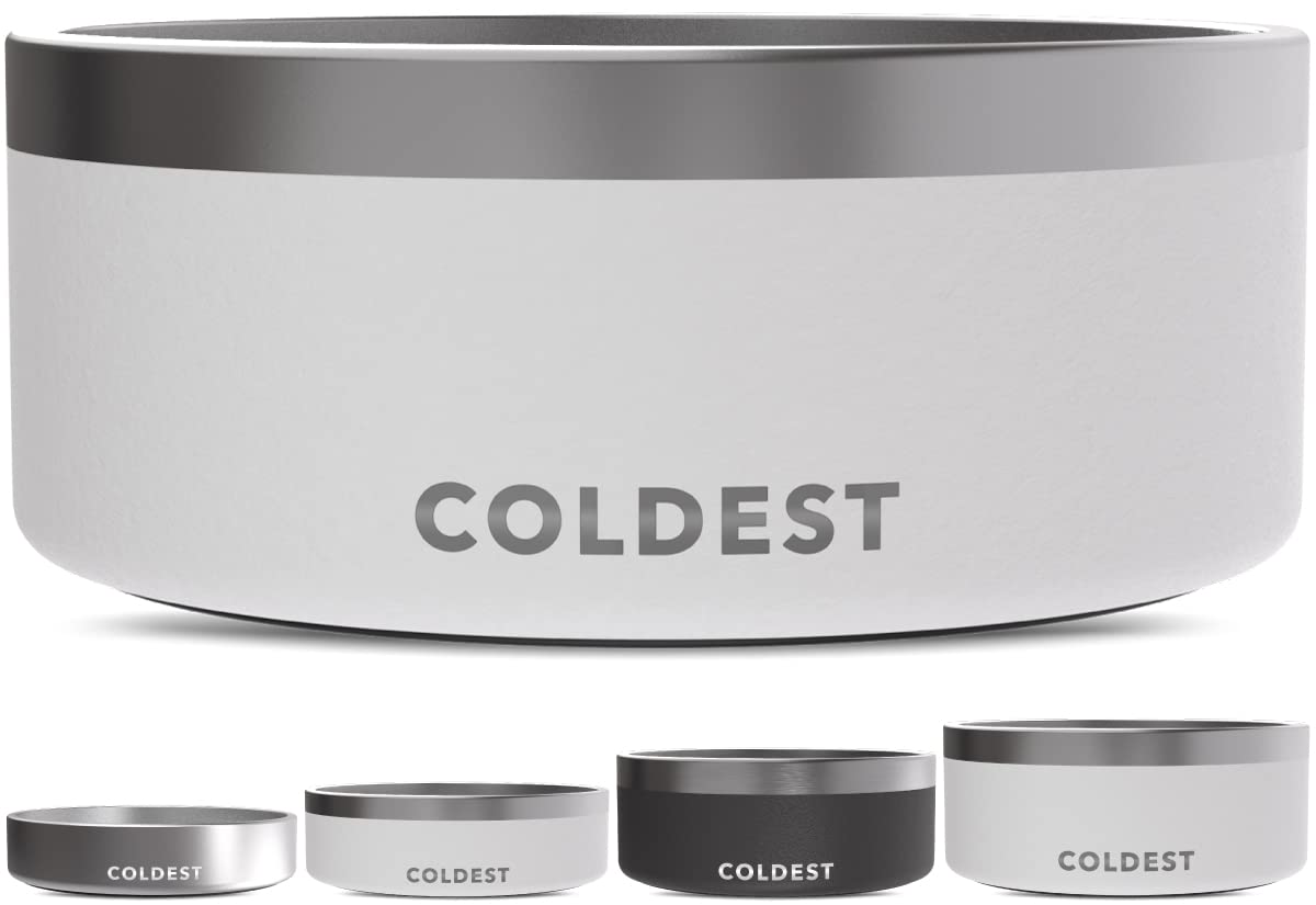 Coldest Dog Bowl - Anti Rust Metal, Non Slip, 3 Layers Insulated Stainless Steel Dog Bowls - Spill Proof & Heavy Duty - Water Bowl for Dogs, Cats & Pets, Dish Washer Safe (21 oz, Stealth Black)