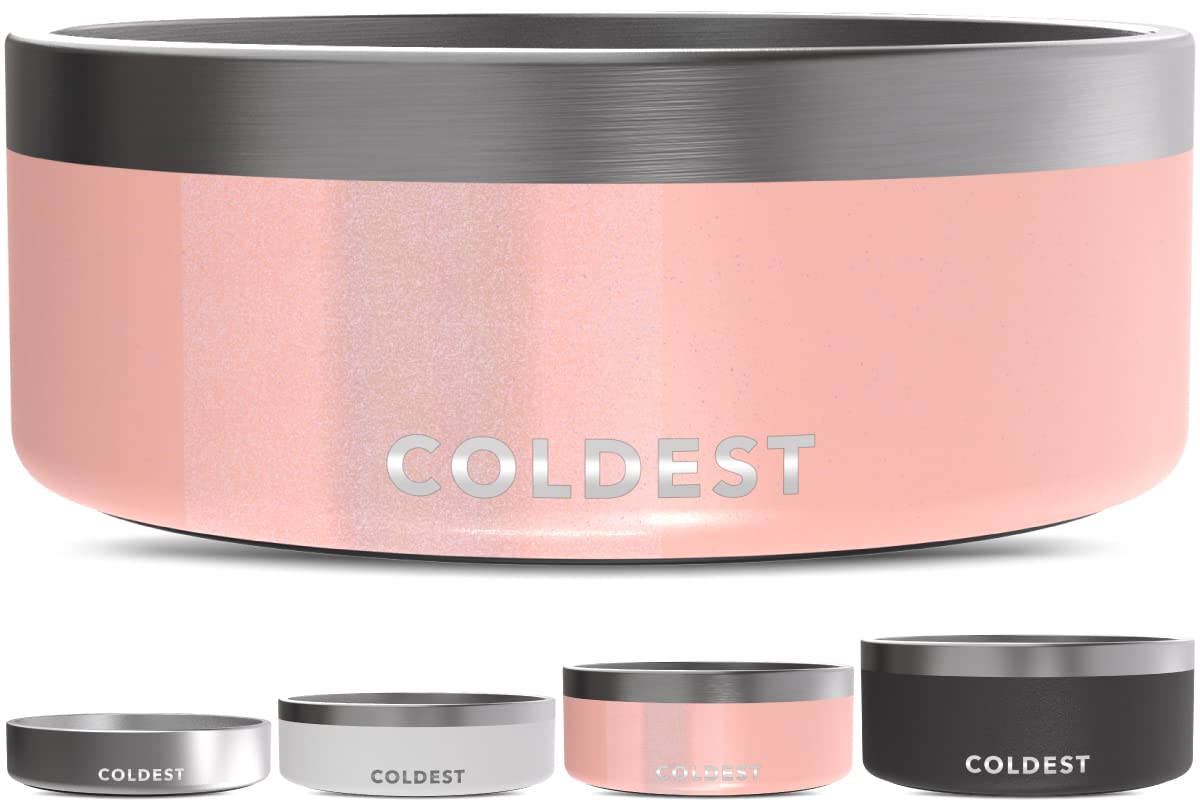 Coldest Dog Bowl - Anti Rust Metal, Non Slip, 3 Layers Insulated Stainless Steel Dog Bowls - Spill Proof & Heavy Duty - Water Bowl for Dogs, Cats & Pets, Dish Washer Safe (21 oz, Stealth Black)