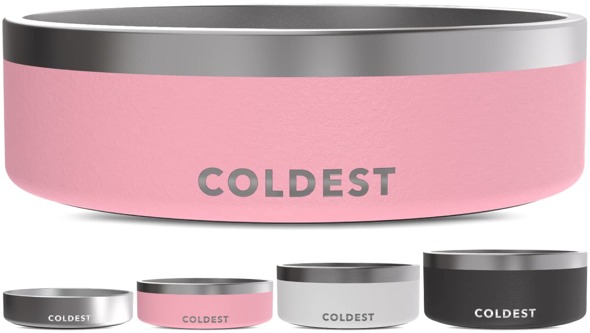 Coldest Dog Bowl - Anti Rust Metal, Non Slip, 3 Layers Insulated Stainless Steel Dog Bowls - Spill Proof & Heavy Duty - Water Bowl for Dogs, Cats & Pets, Dish Washer Safe (21 oz, Stealth Black)