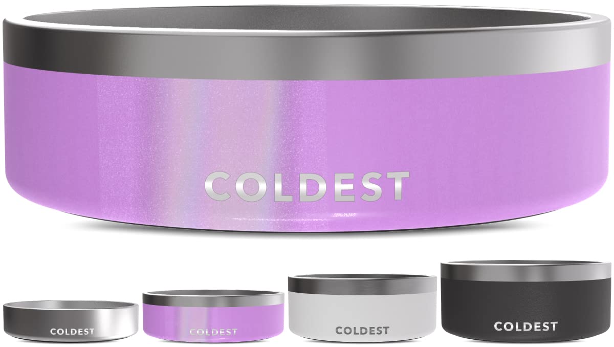 Coldest Dog Bowl - Anti Rust Metal, Non Slip, 3 Layers Insulated Stainless Steel Dog Bowls - Spill Proof & Heavy Duty - Water Bowl for Dogs, Cats & Pets, Dish Washer Safe (21 oz, Stealth Black)