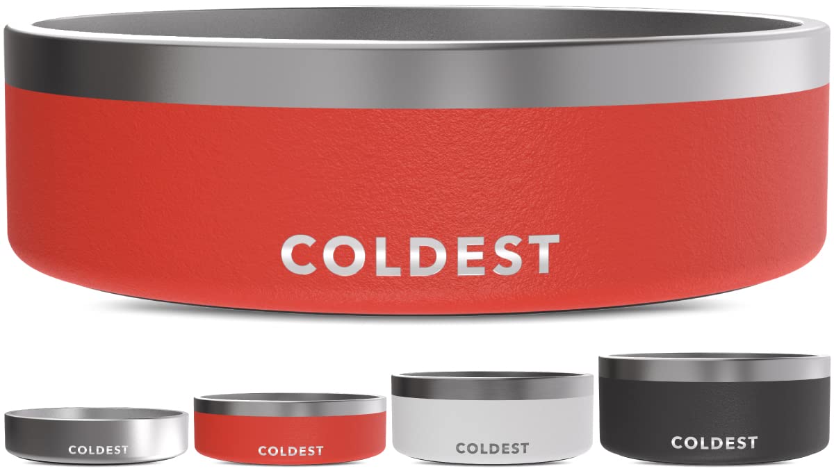 Coldest Dog Bowl - Anti Rust Metal, Non Slip, 3 Layers Insulated Stainless Steel Dog Bowls - Spill Proof & Heavy Duty - Water Bowl for Dogs, Cats & Pets, Dish Washer Safe (21 oz, Stealth Black)