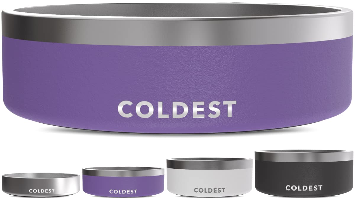 Coldest Dog Bowl - Anti Rust Metal, Non Slip, 3 Layers Insulated Stainless Steel Dog Bowls - Spill Proof & Heavy Duty - Water Bowl for Dogs, Cats & Pets, Dish Washer Safe (21 oz, Stealth Black)