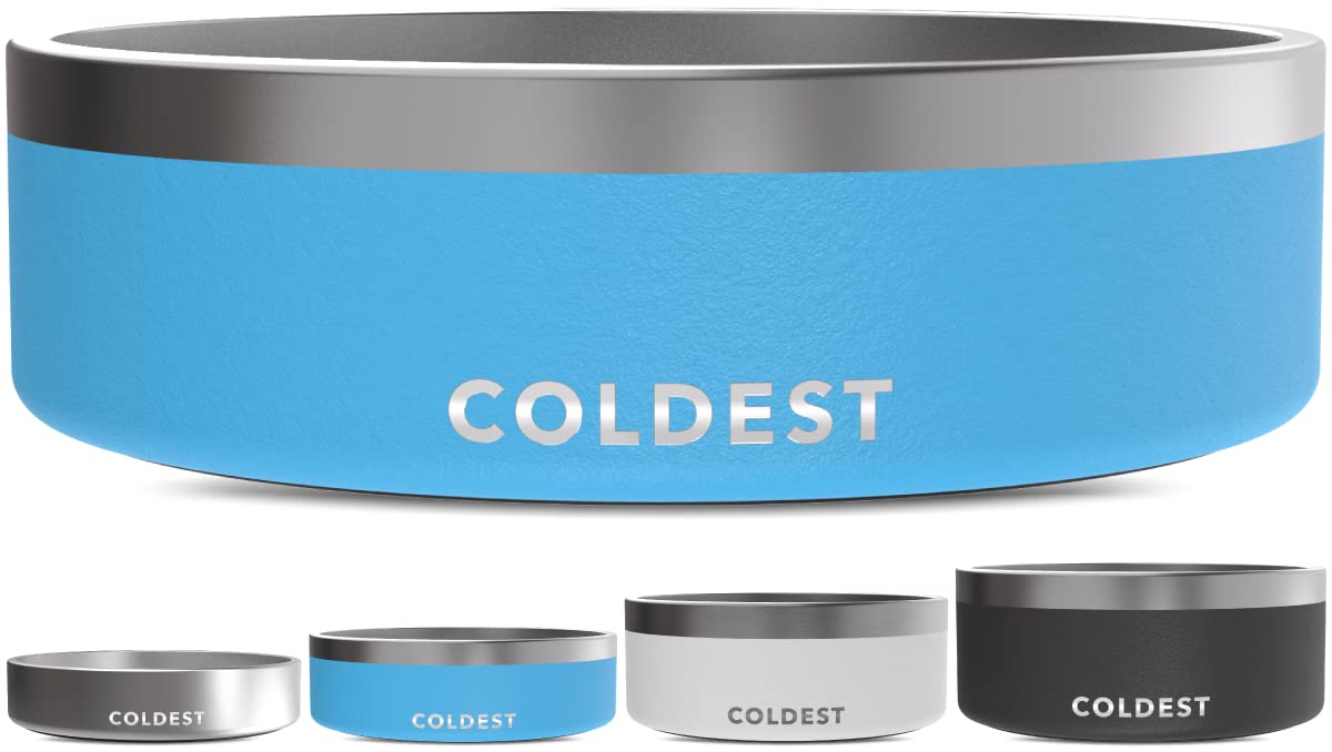 Coldest Dog Bowl - Anti Rust Metal, Non Slip, 3 Layers Insulated Stainless Steel Dog Bowls - Spill Proof & Heavy Duty - Water Bowl for Dogs, Cats & Pets, Dish Washer Safe (21 oz, Stealth Black)