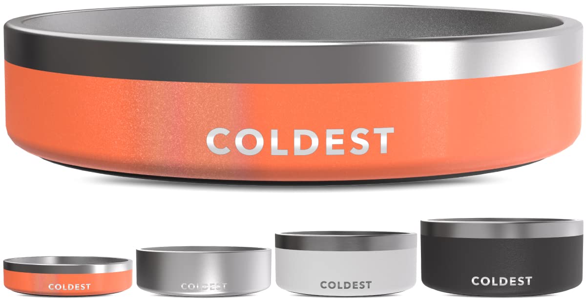 Coldest Dog Bowl - Anti Rust Metal, Non Slip, 3 Layers Insulated Stainless Steel Dog Bowls - Spill Proof & Heavy Duty - Water Bowl for Dogs, Cats & Pets, Dish Washer Safe (21 oz, Stealth Black)