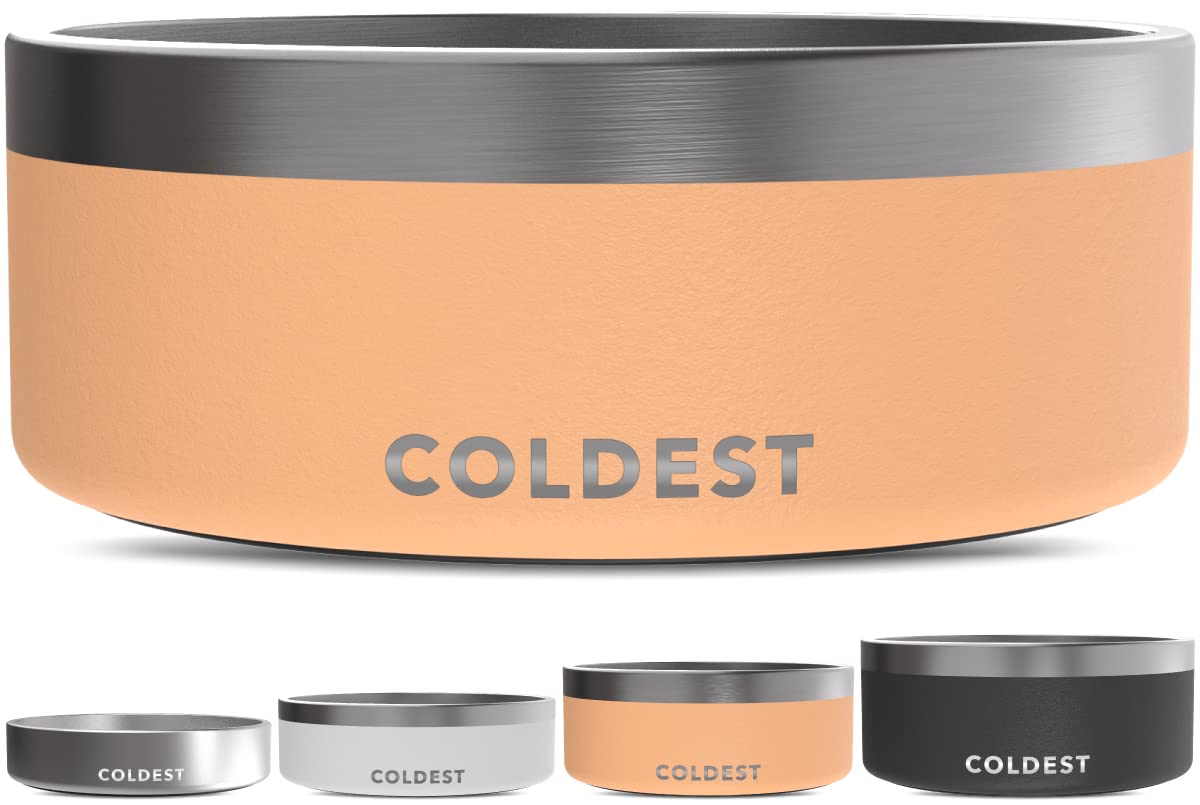 Coldest Dog Bowl - Anti Rust Metal, Non Slip, 3 Layers Insulated Stainless Steel Dog Bowls - Spill Proof & Heavy Duty - Water Bowl for Dogs, Cats & Pets, Dish Washer Safe (21 oz, Stealth Black)