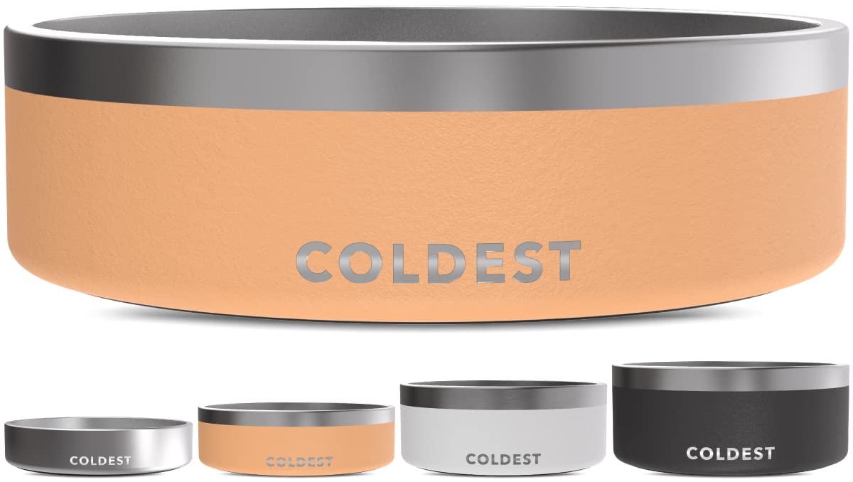 Coldest Dog Bowl - Anti Rust Metal, Non Slip, 3 Layers Insulated Stainless Steel Dog Bowls - Spill Proof & Heavy Duty - Water Bowl for Dogs, Cats & Pets, Dish Washer Safe (21 oz, Stealth Black)