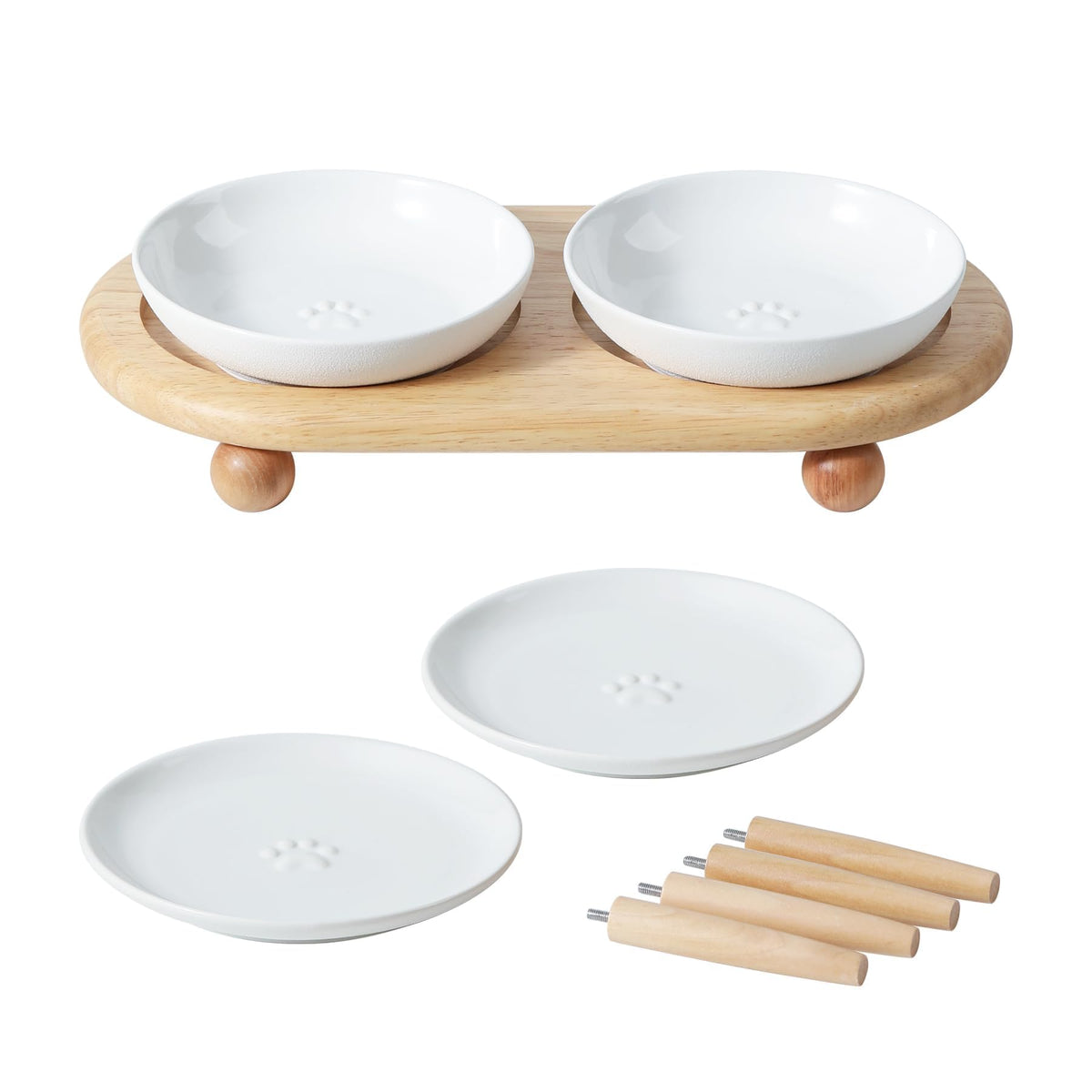 Havniva Ceramic Cat Bowls, Shallow Cat Dishes, Cat Food Plate Set of 3