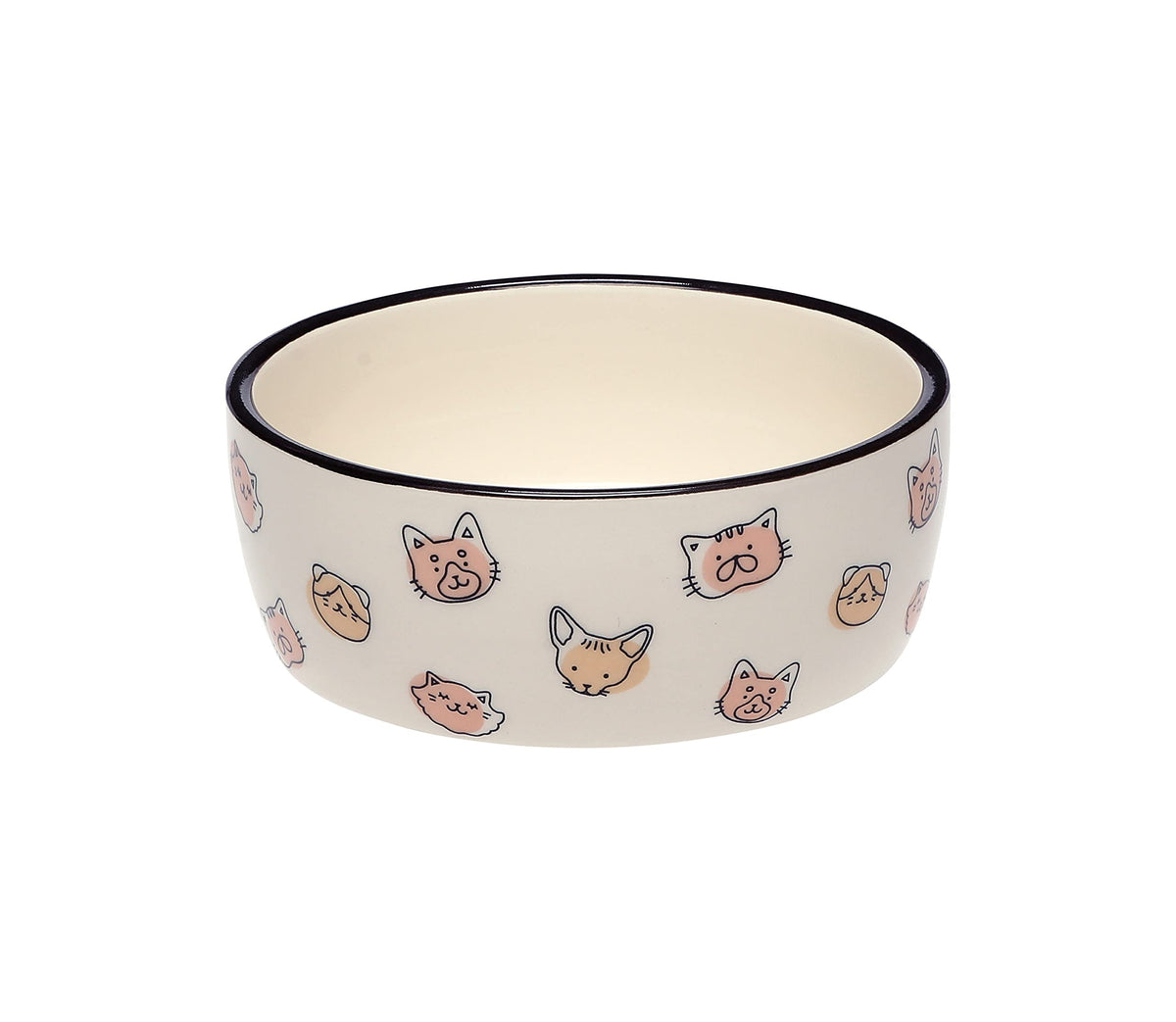 Pearhead Ceramic Cat Bowl, Holds 12 oz, Navy Blue “Paws Off” Design