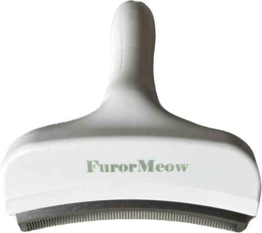 Pet Deshedding Tool with Curve Blade, Cat Grooming Brush, Tight V-shaped Teeth Shedding Comb for Cats and Dogs (White, Large)
