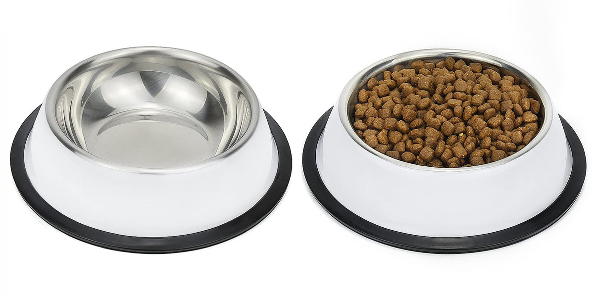 Stainless Steel Dog Bowls, Food and Water Non Slip Anti Skid Stackable Pet Puppy Dishes for Small, Medium and Large Dogs (2 Pack)