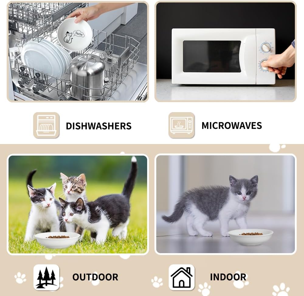 HAPPY KIT 2pcs Little Cat Bowls, 5Inch Cat Food Bowl for Indoor Cats
