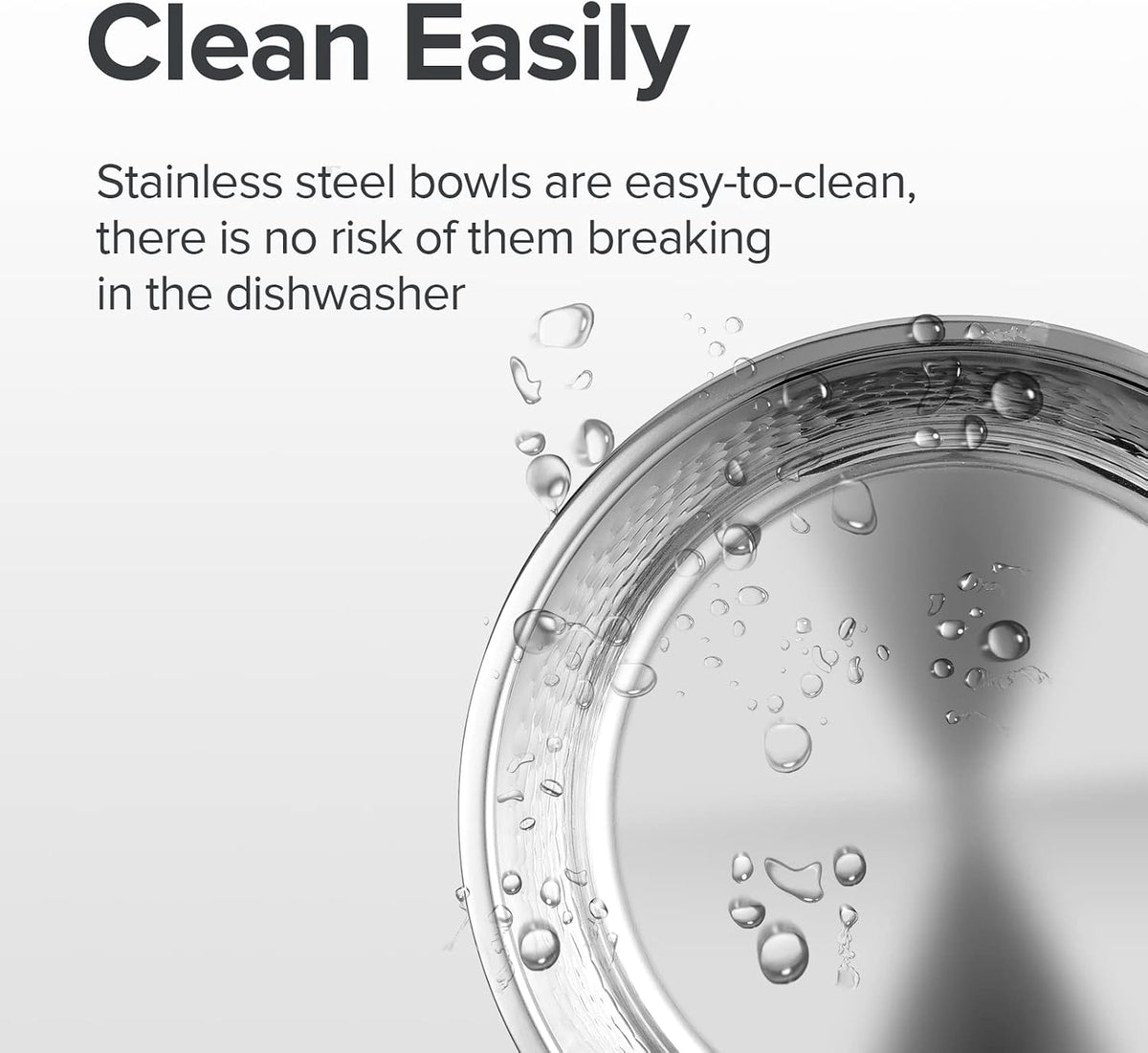 URBUDDIES 2 Pack Hammered Stainless Steel Cat Bowls,2 Cup, Gray Bottom