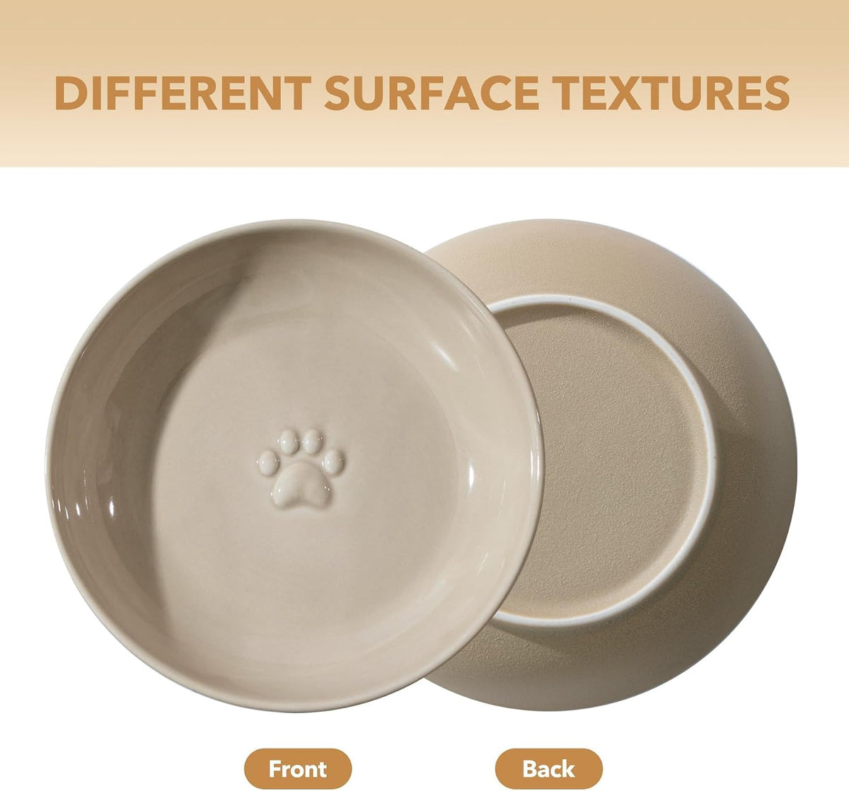 Havniva Ceramic Cat Bowls, Shallow Cat Dishes, Cat Food Plate Set of 3