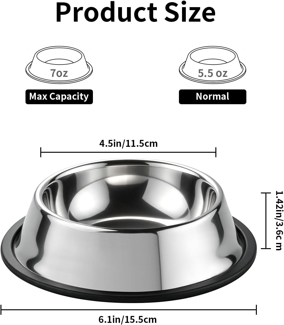 Fri4Free 2PCS 7oz Stainless Steel Non-Slip Small Cat Food Bowls