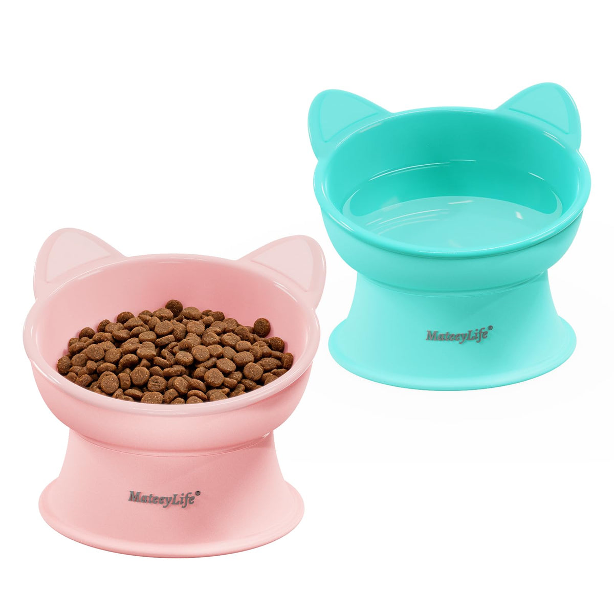 MateeyLife 2 Pack Elevated Cat Food Bowls for Indoor Cats & Kittens