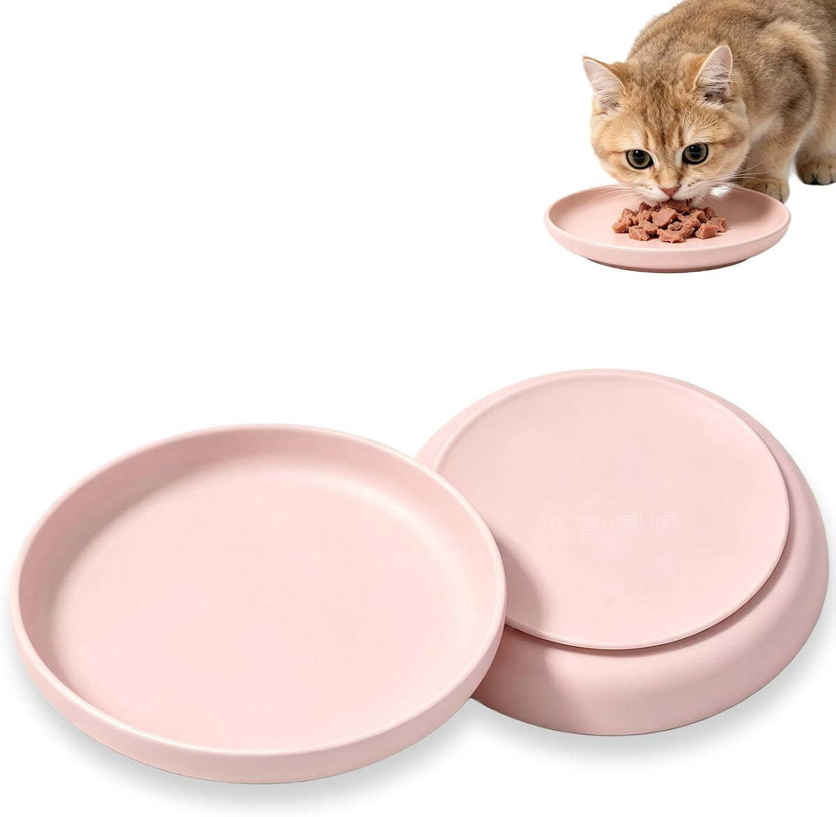 Cat Dog Bowl with Suction, 7.1" Shallow Wide Pet Bowl, 1 Pcs