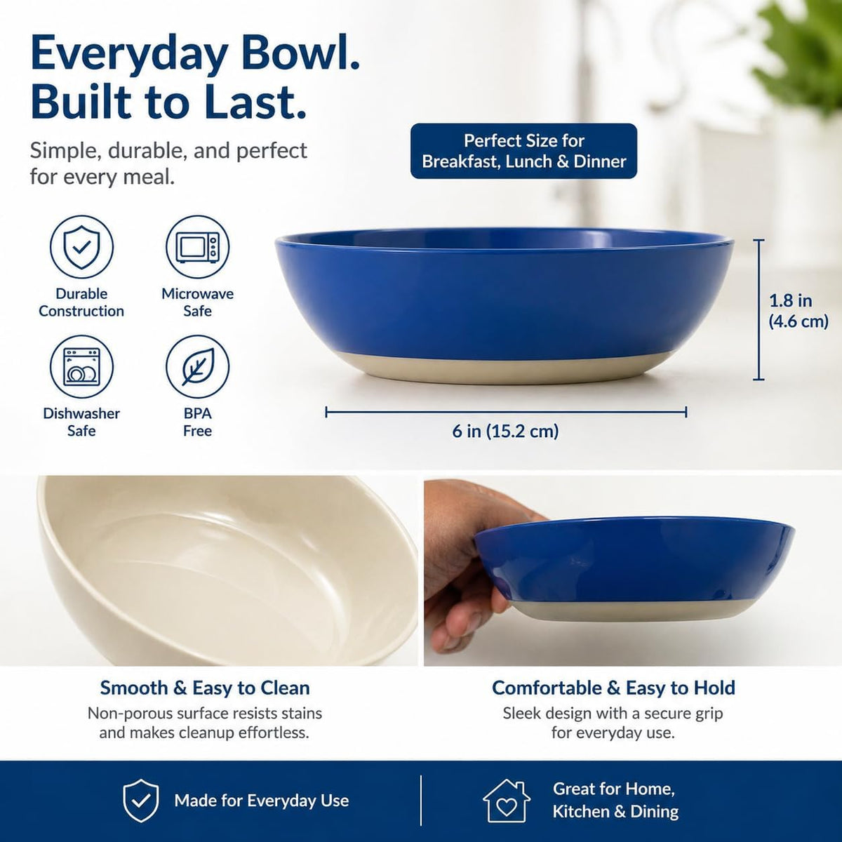 4 Pack Non-Slip Plastic Cat Bowls for Indoor Cats, Food & Water Dishes for Kittens, Puppies & Small Pets, Anti-Skid Rubber Base, Gray & Blue, Easy to Clean (Grey and Blue)