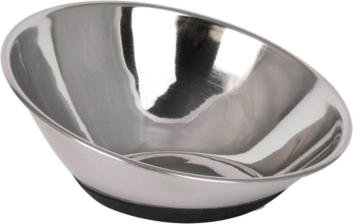 Our Pets Oval Stainless Steel Cat Dish with Rubber Base, 1 Cup, Anti Slip
