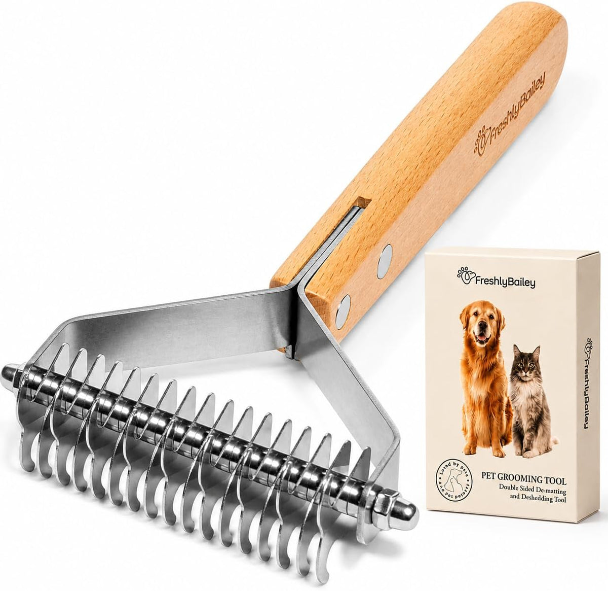 Dematting Comb for Cats and Dogs - Deshedding Undercoat Rake - Mat Remover