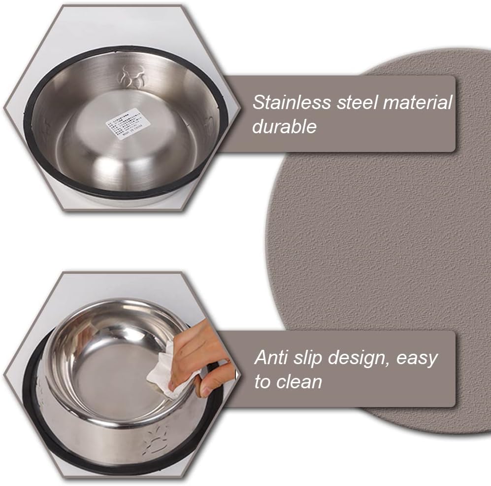 2 Pieces Cat Bowls Stainless Steel Cat Feeding Bowls Non-Slip Cat Food Bowls for Small Pet Cats and Dogs