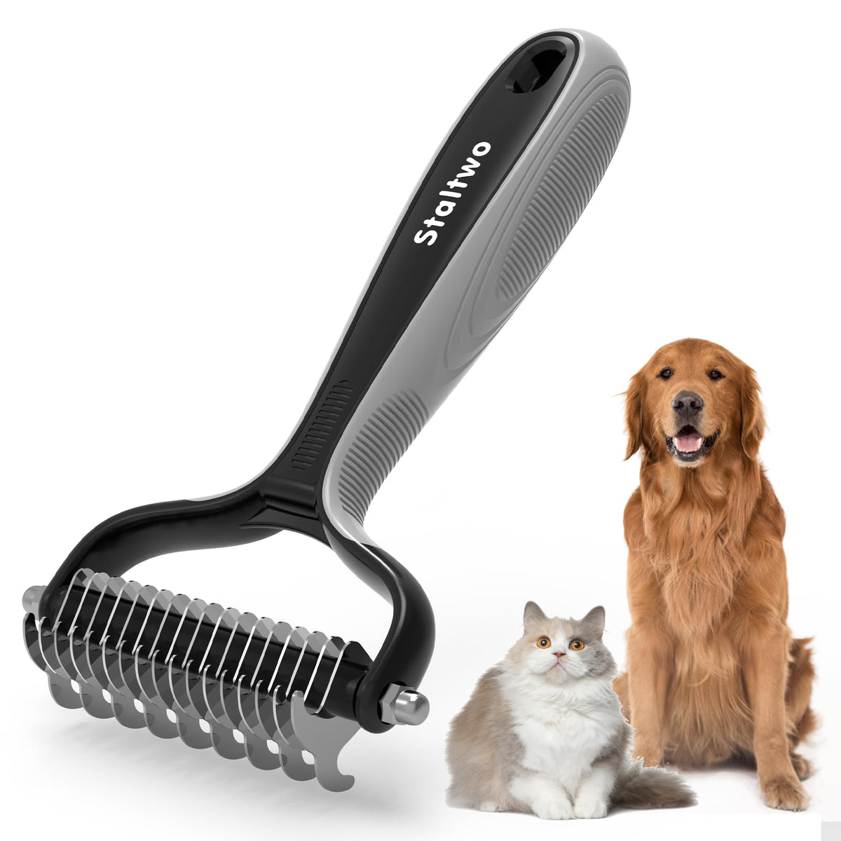 Staltwo Deshedding Dog Brush, Deshedding Undercoat Rake for Dog&Cat