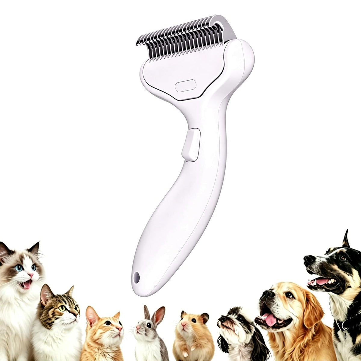Undercoat Rake for Dogs & Cats, Self‑Clean Deshedding Brush, Dematting Comb