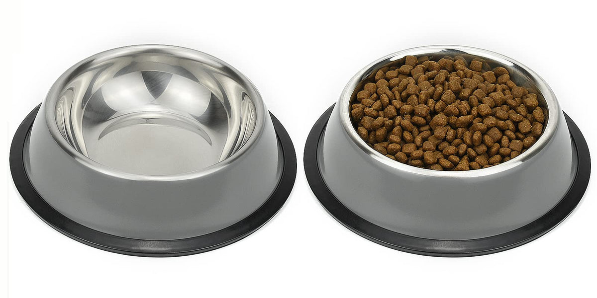 Stainless Steel Dog Bowls, Food and Water Non Slip Anti Skid Stackable Pet Puppy Dishes for Small, Medium and Large Dogs (2 Pack)