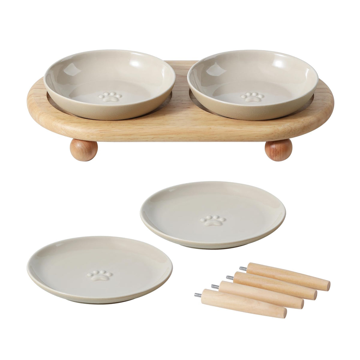 Havniva Ceramic Cat Bowls, Shallow Cat Dishes, Cat Food Plate Set of 3