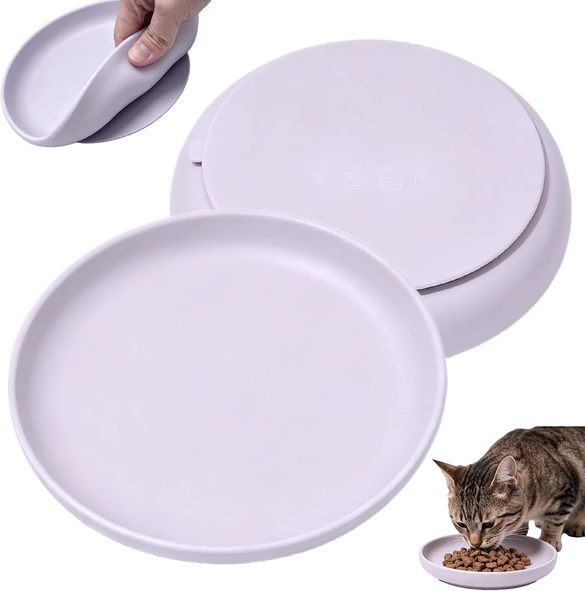 Silicone Suction Cat Bowl, Shallow Wide Dish for Whisker Fatigue