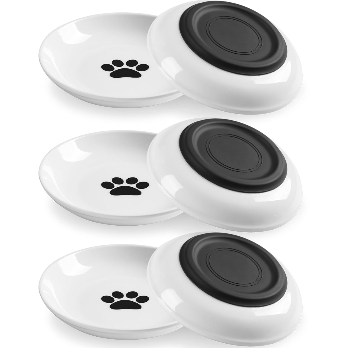 WROSWT No Spill Cat Bowls,Cat Food Bowl,Anti Whisker Fatigue Healthy Ceramic Cats Dishes Set for Indoor Cats,Shallow Wide Kitten Plates for Food and Water,Non-Slip Silicone Bottom,3 Pack