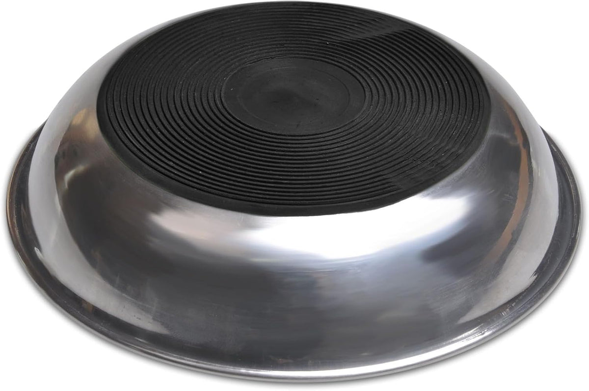 Van Ness Pets Whisker-Friendly Stainless Steel Cat Bowl, Wide Saucer Style Dish, 8 OZ, Natural