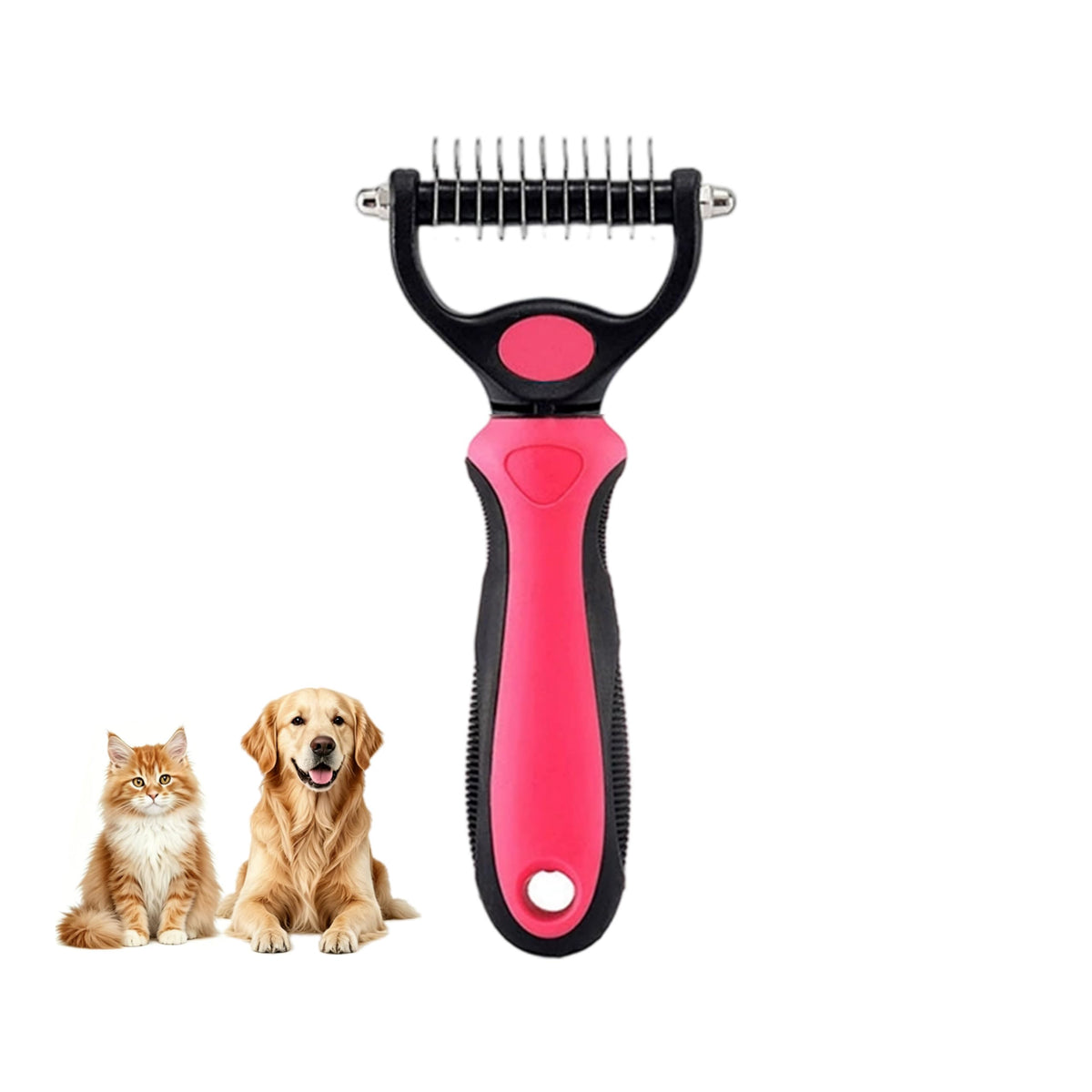 Dematting Comb for Dogs and Cats, Undercoat Rake Pet Brush for Long Hair, Deshedding Dog Brush Removes Tangles Knots and Loose Fur, Grooming Tool for Thick Coats (Blue L)