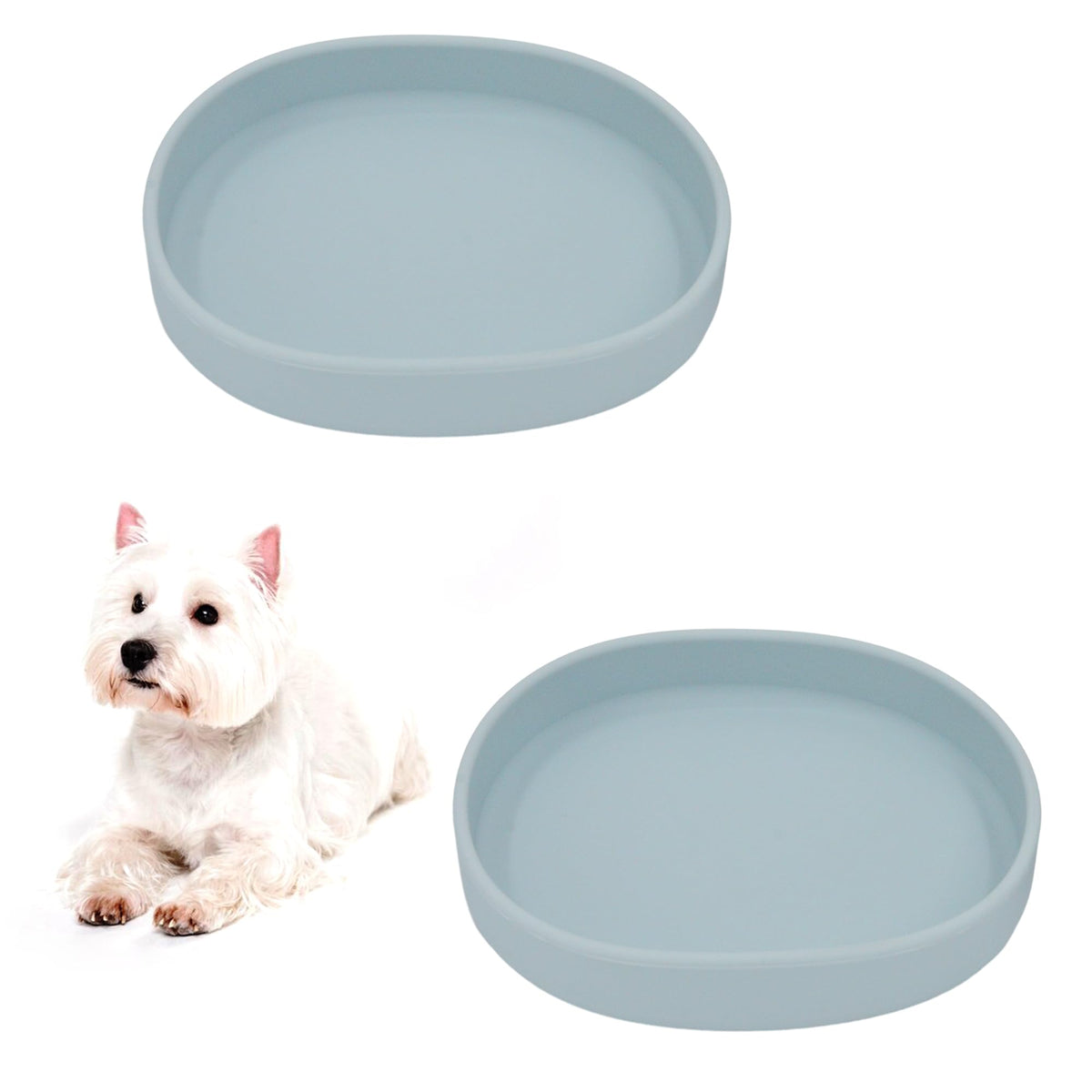 Silicone Cat Dog Bowls, Non Slip Dog Food Cat Feeding Plates, Pet Drinking Bowl for Dry and Wet Food, 10 OZ/330ML Water Bowl for Small Pets 2PCS (Yellow)