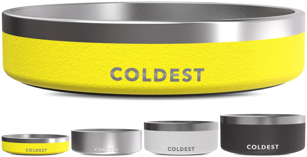 Coldest Dog Bowl - Anti Rust Metal, Non Slip, 3 Layers Insulated Stainless Steel Dog Bowls - Spill Proof & Heavy Duty - Water Bowl for Dogs, Cats & Pets, Dish Washer Safe (21 oz, Stealth Black)