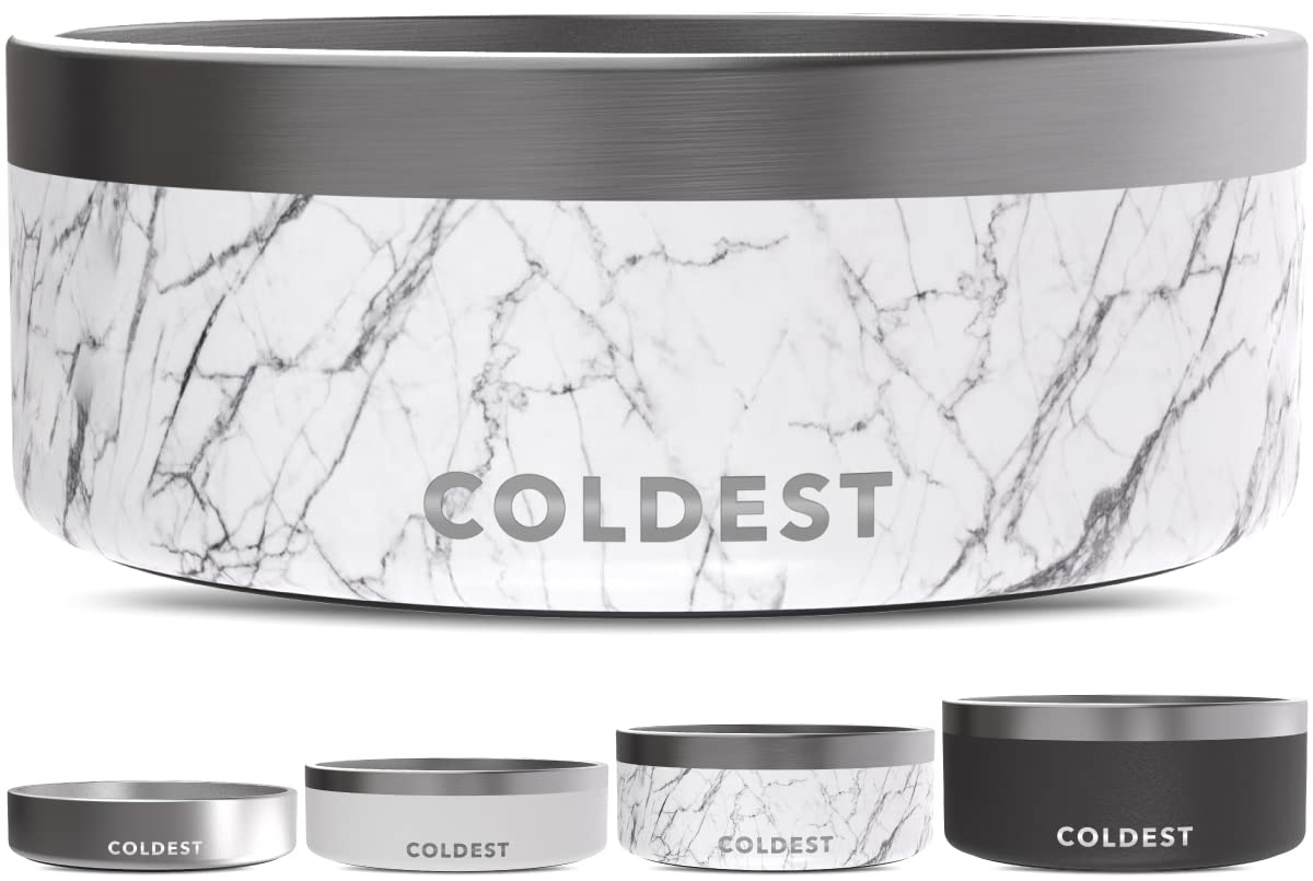 Coldest Dog Bowl - Anti Rust Metal, Non Slip, 3 Layers Insulated Stainless Steel Dog Bowls - Spill Proof & Heavy Duty - Water Bowl for Dogs, Cats & Pets, Dish Washer Safe (21 oz, Stealth Black)