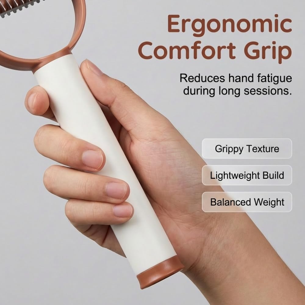 Double Sided Dematting Comb for Cats & Dogs, Undercoat Rake, Safe Deshedding Grooming Tool, Gentle Matt Remover Detangler for Long Thick Haired Pets, Ergonomic Pet Grooming Brush (Black)