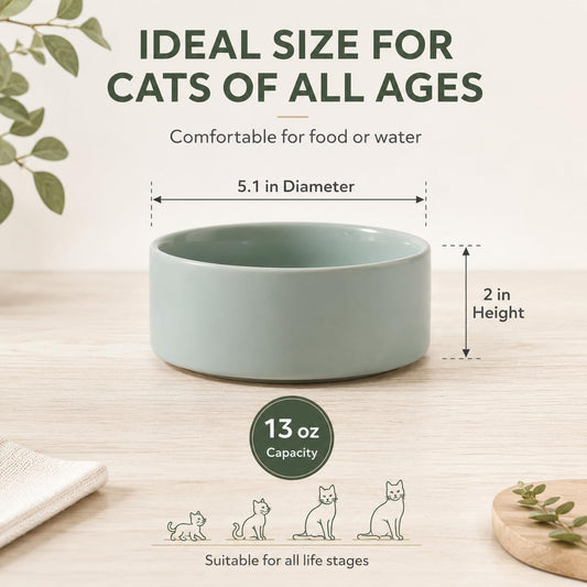 Havniva Cat Bowls Set of Two, 5.1” Ceramic Cat Food Bowls, Cat Water Bowl