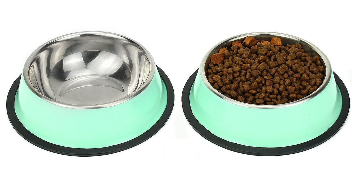 Stainless Steel Dog Bowls, Food and Water Non Slip Anti Skid Stackable Pet Puppy Dishes for Small, Medium and Large Dogs (2 Pack)