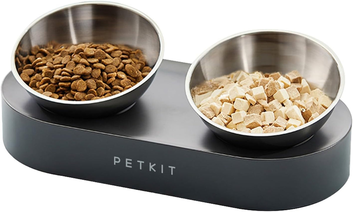 PETKIT 304 Stainless Steel Elevated Cat Bowls&Dog Bowls,Raised Cat Food and Water Bowl Set, Non-Slip, Anti Vomiting 15°Tilted Cat Small Animal Plate